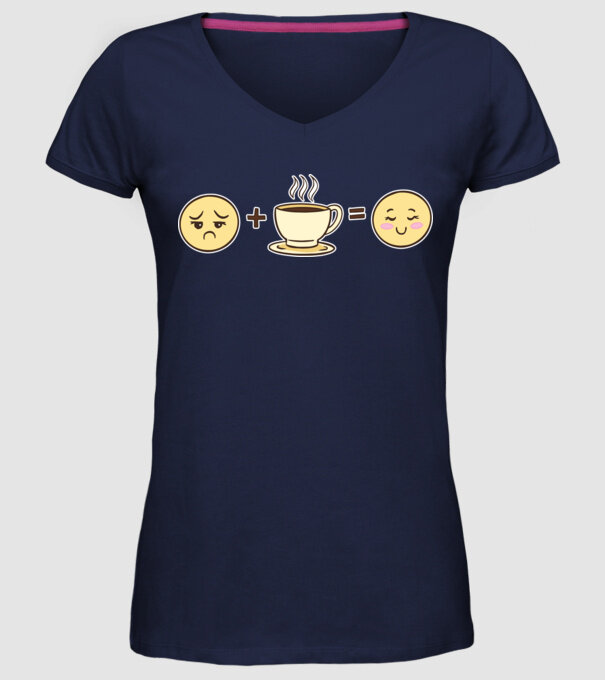 Cafea Fericire model albastru închis pe tricou