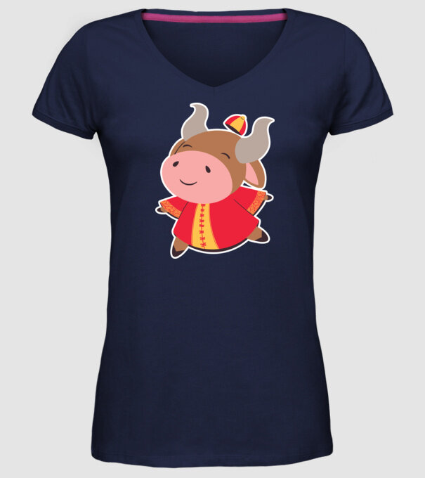 Anul chinezesc - Anul Bivolului model albastru închis pe tricou