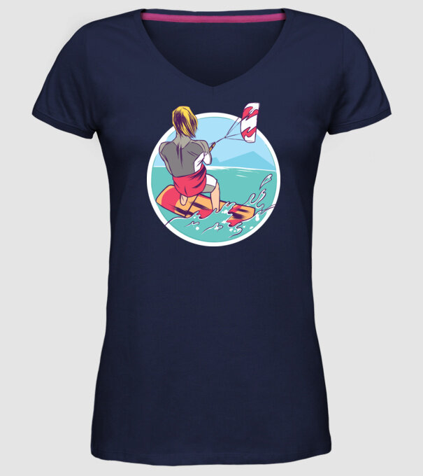 Kite Surf model albastru închis pe tricou
