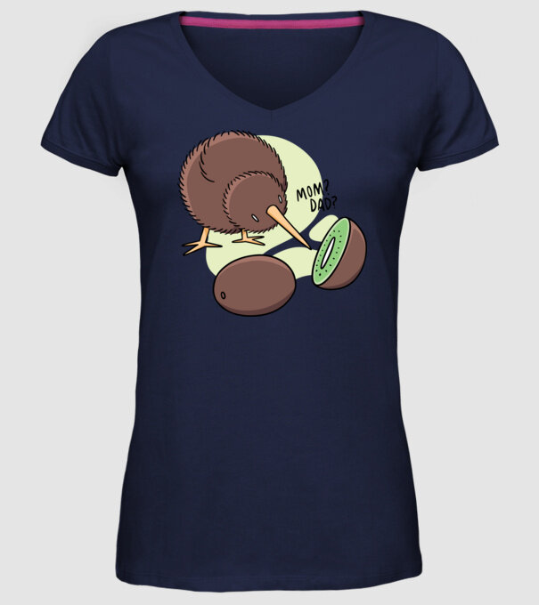 Familie Kiwi model albastru închis pe tricou