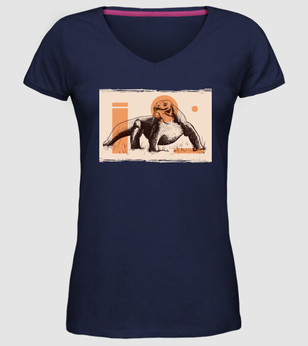 Șopârlă dragon de Komodo model albastru închis pe tricou