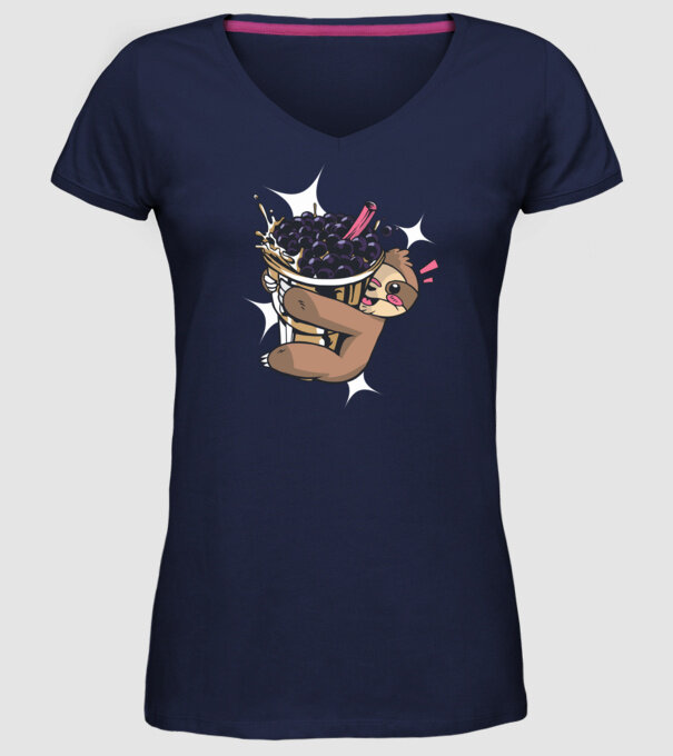 Leneșului îi place ceaiul bubble model albastru închis pe tricou