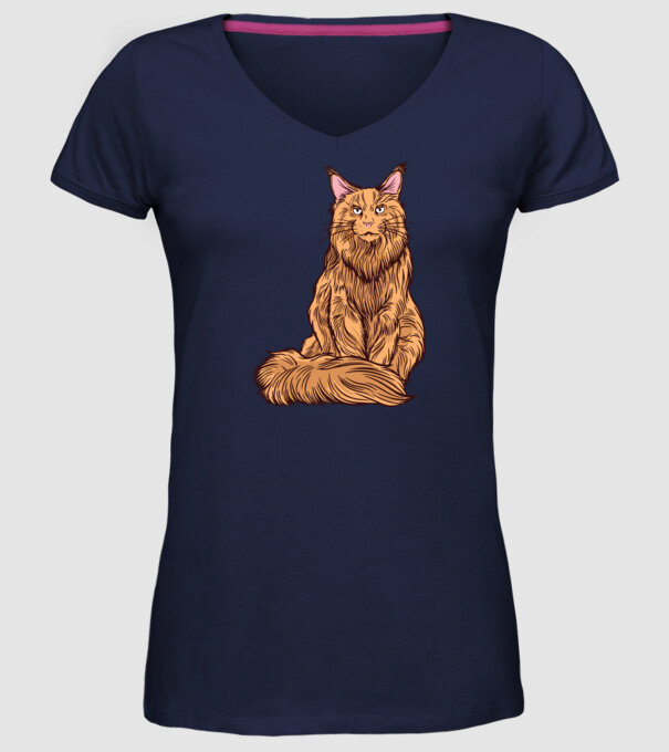 Pisică Maine Coon model albastru închis pe tricou