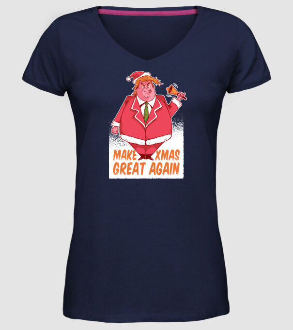 Make Xmas Great again Trump tricou amuzant Crăciun model albastru închis pe tricou