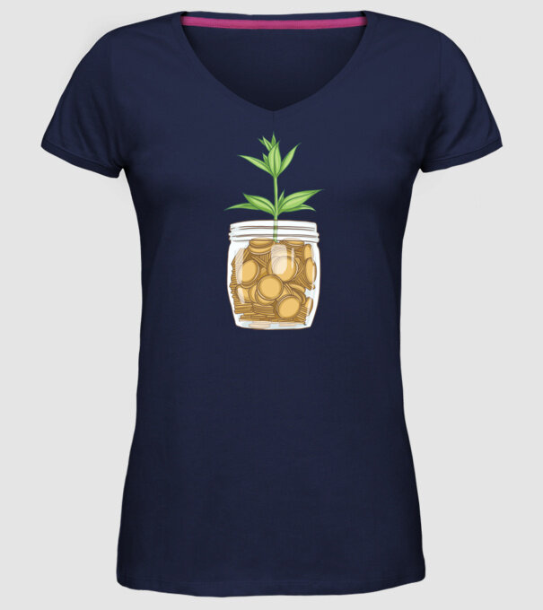 Plantă pușculiță porcușor model albastru închis pe tricou
