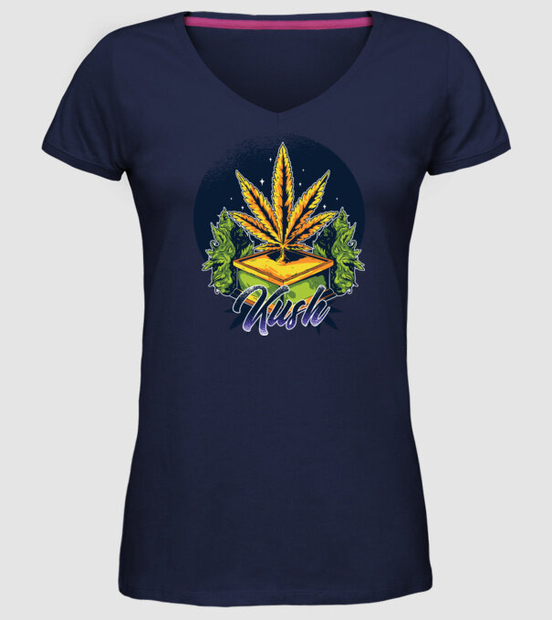 Marijuana Kush model albastru închis pe tricou