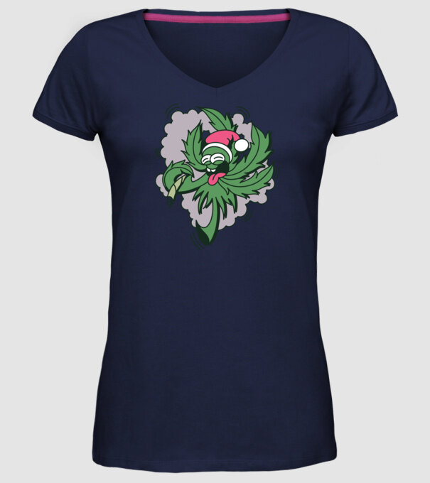Marijuana Santa model albastru închis pe tricou