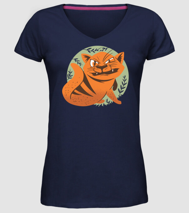 Pisică Supărată model albastru închis pe tricou