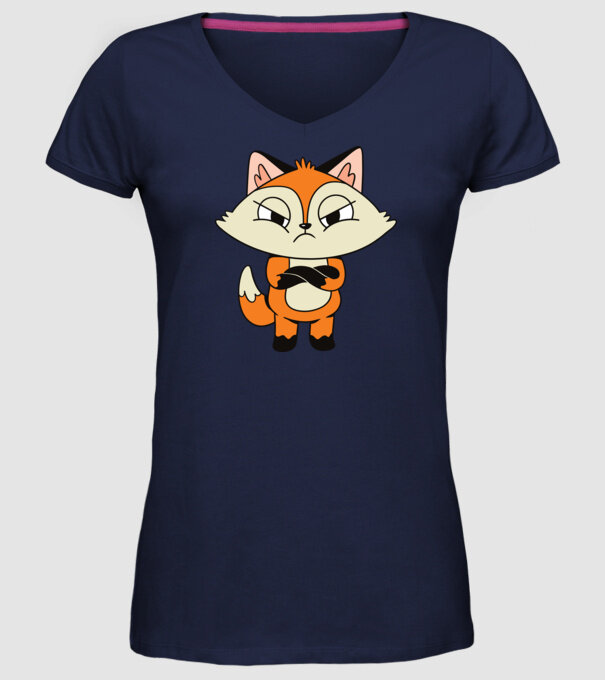 Vulpe furioasă model albastru închis pe tricou