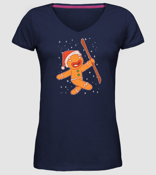 Turtă dulce Moș Crăciun tricou model albastru închis pe tricou