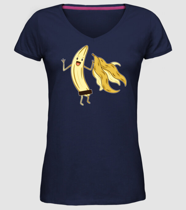Banană goală model albastru închis pe tricou