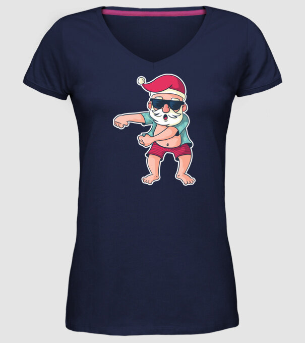 Moș Crăciun dans Floss DAB model albastru închis pe tricou