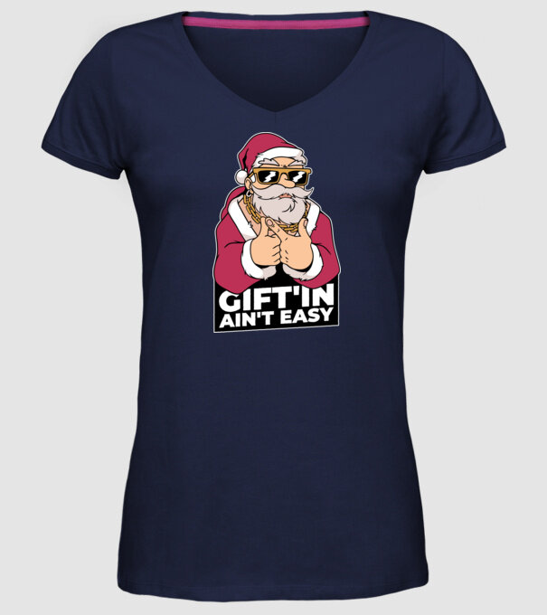 Moș Crăciun Gangster - tricou amuzant Crăciun model albastru închis pe tricou