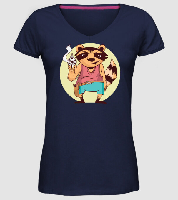 Raton cu armă model albastru închis pe tricou
