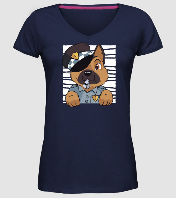 Ciobănesc german câine de poliție model albastru închis pe tricou