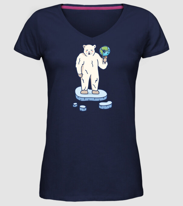 Topirea gheții cu urs polar model albastru închis pe tricou
