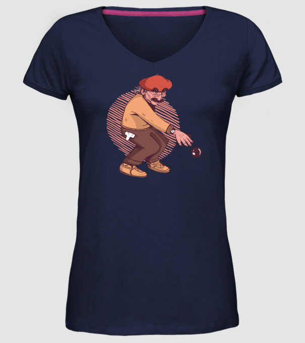 Petanque bătrân model albastru închis pe tricou
