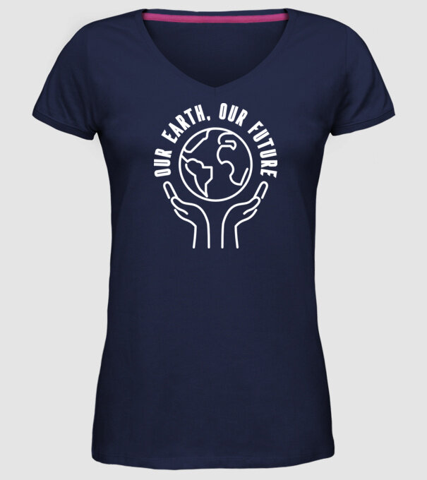 Our earth Our Future - Ziua Pământului model albastru închis pe tricou