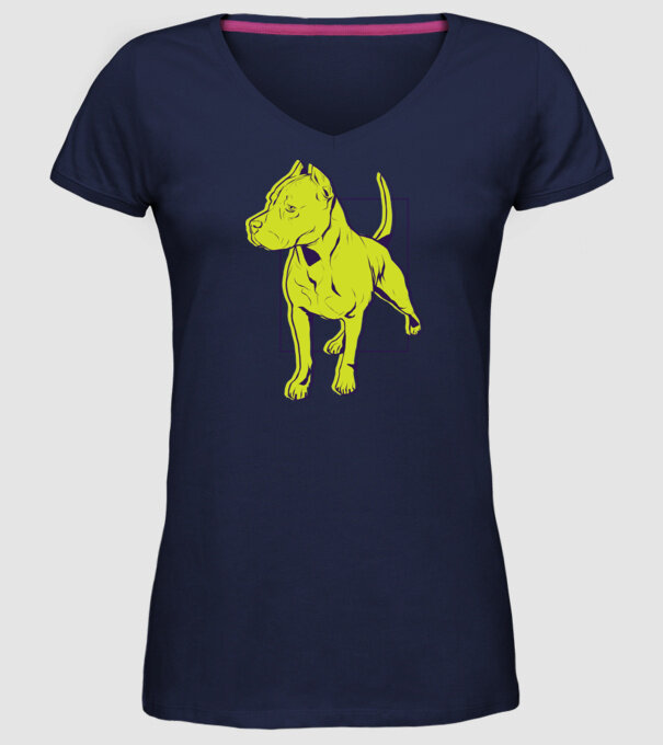 Câine Pitbull model albastru închis pe tricou