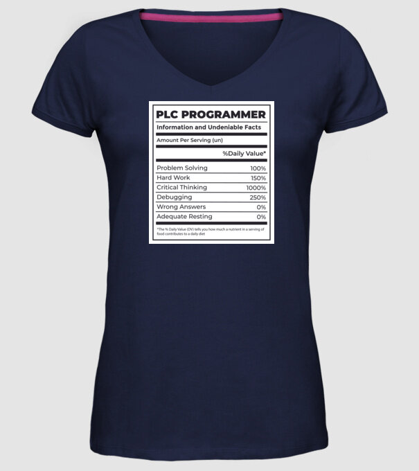 Programator PLC model albastru închis pe tricou
