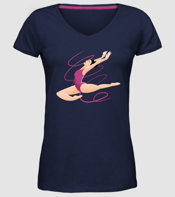 Gimnastică ritmică model albastru închis pe tricou