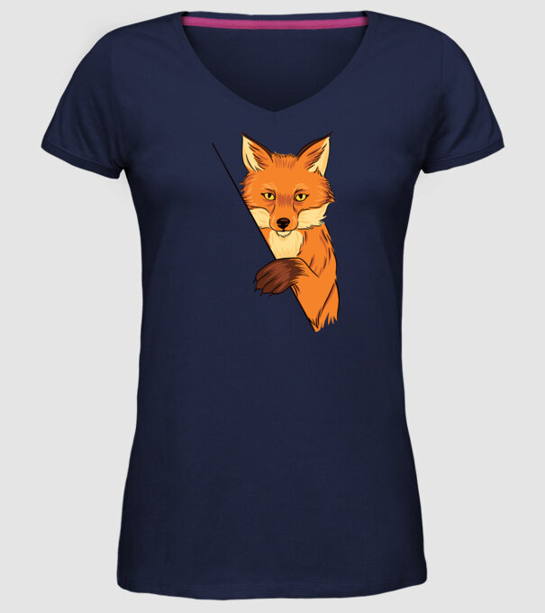 Vulpe model albastru închis pe tricou
