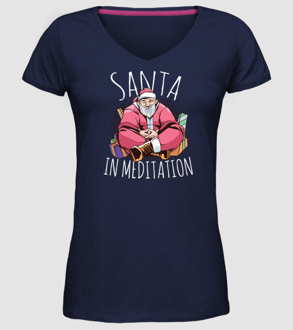 Santa Meditație model albastru închis pe tricou
