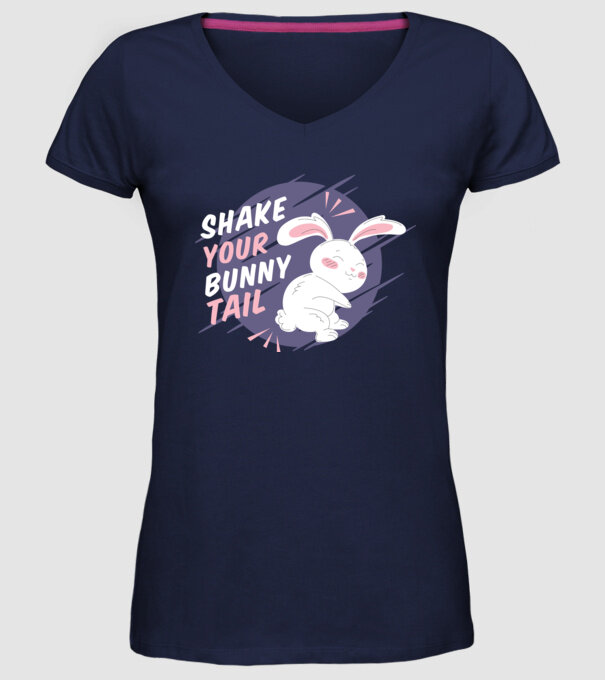 Shake your bunny tail model albastru închis pe tricou