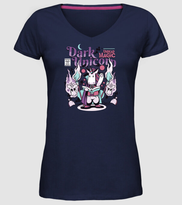Magie neagră Unicorn model albastru închis pe tricou