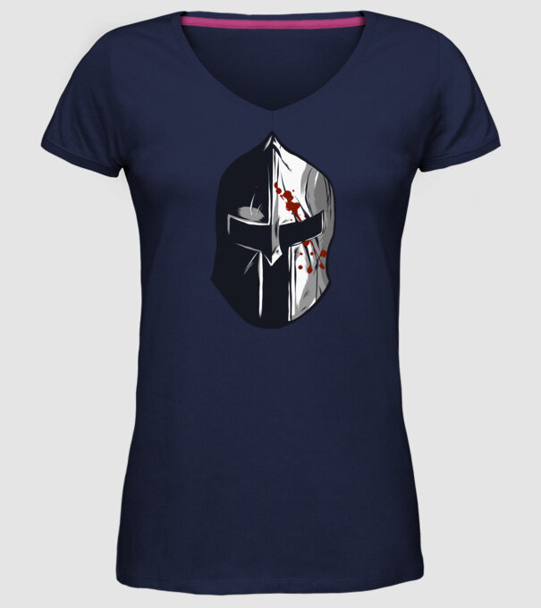 Cască războinic Sparta model albastru închis pe tricou