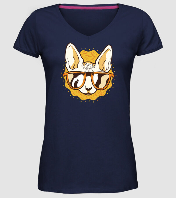 Sphynx Pisică Cool model albastru închis pe tricou