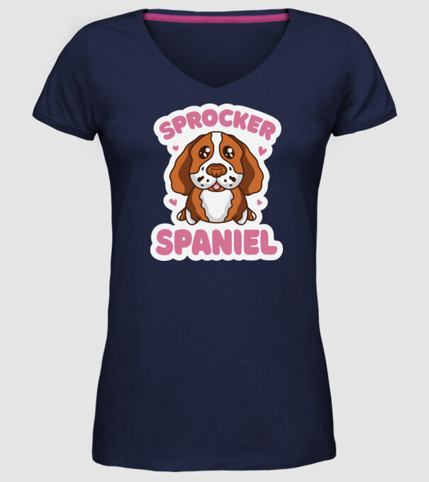 Sprocker Spaniel model albastru închis pe tricou