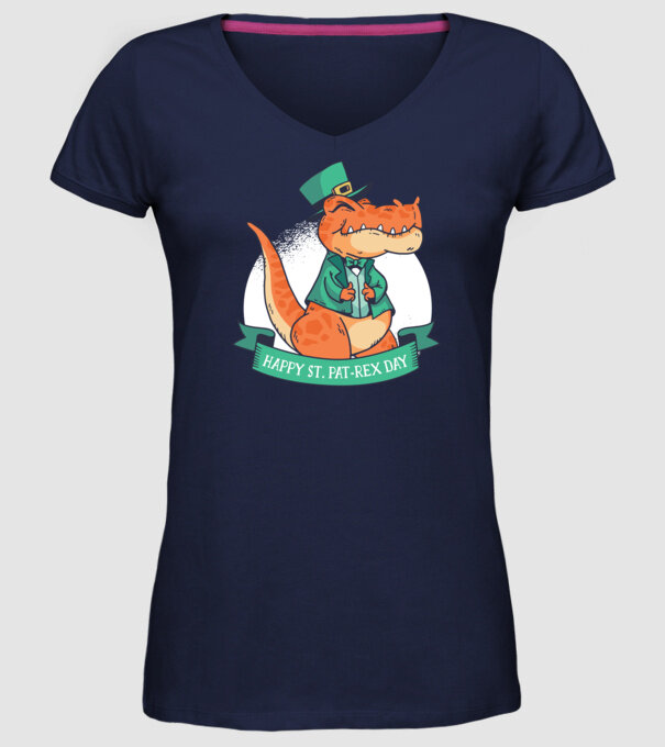 Dinozaur Sfântul Patrick model albastru închis pe tricou