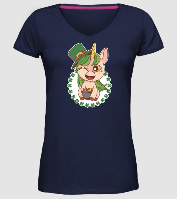 St Patrick Unicorn model albastru închis pe tricou