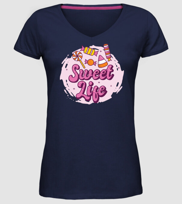 Sweet Life - Viață dulce model albastru închis pe tricou