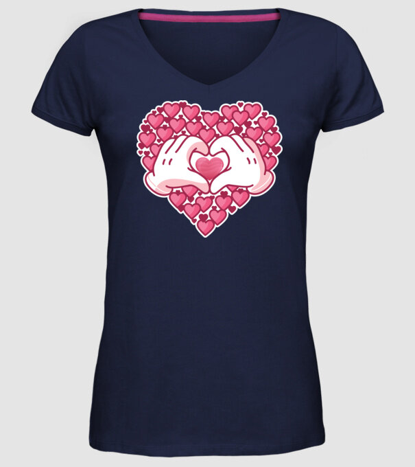 'Inimi îndrăgostite pentru Valentine''s Day' model albastru închis pe tricou