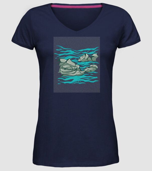Oceanul cu Stânci model albastru închis pe tricou