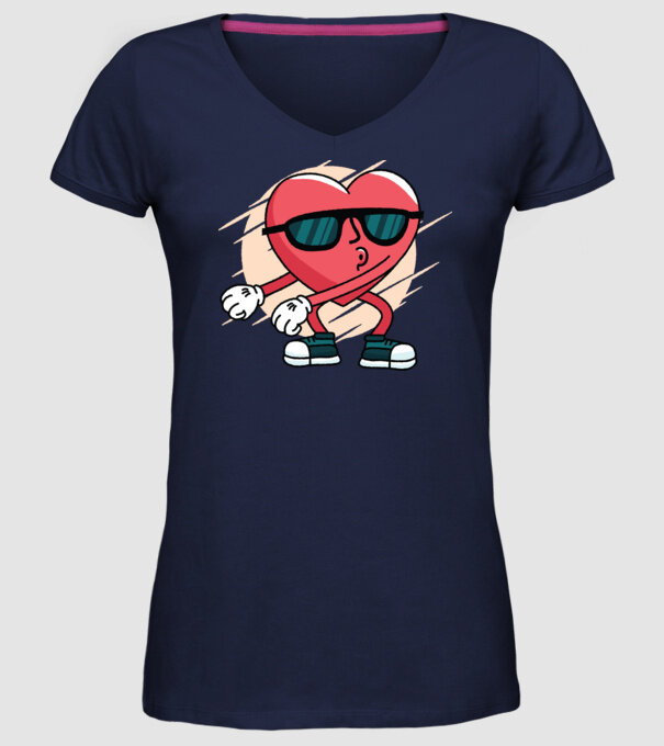 Inimă DAB Floss Heart tricou model albastru închis pe tricou