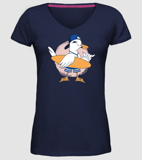 Pescăruș Surfing model albastru închis pe tricou