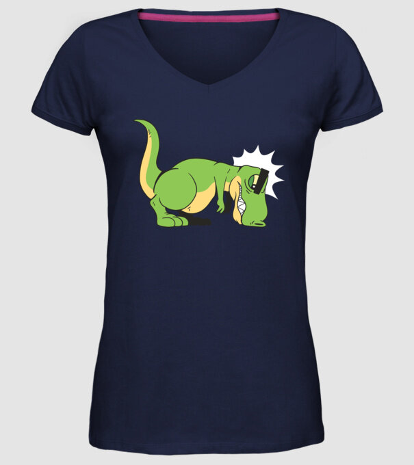 T-rex Push-up model albastru închis pe tricou