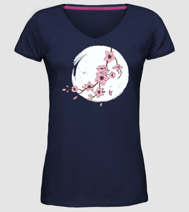 Înflorire de primăvară model albastru închis pe tricou