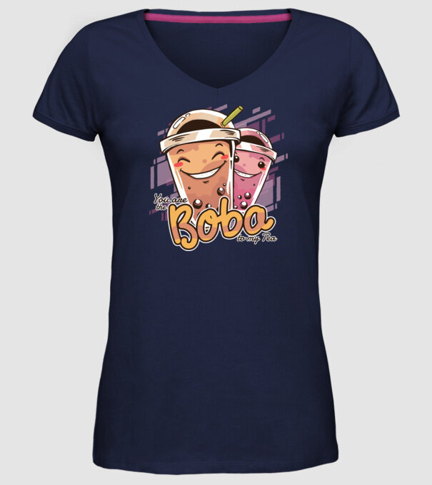 Tu ești Boba pentru ceaiul meu model albastru închis pe tricou