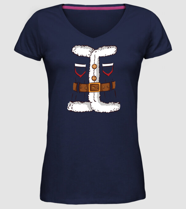 Moș Crăciun Costum model albastru închis pe tricou