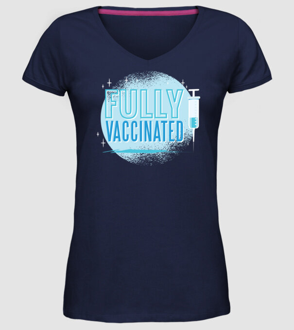 Complet vaccinat model albastru închis pe tricou