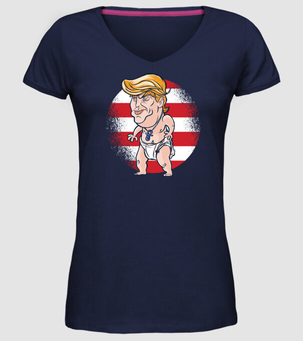 Trump Baby tricou amuzant model albastru închis pe tricou