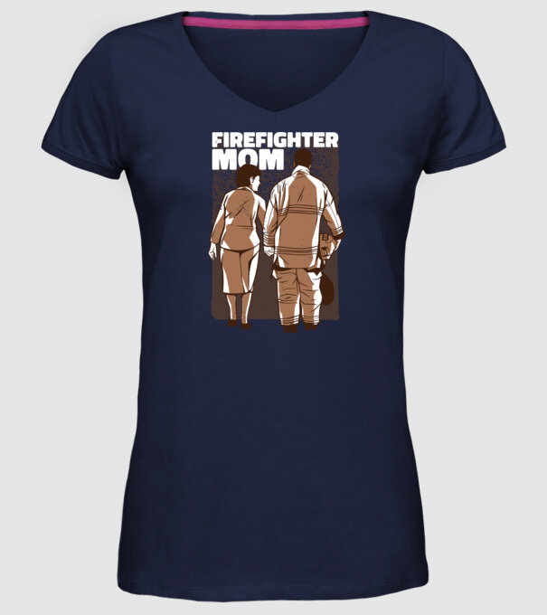 Mama de pompier model albastru închis pe tricou
