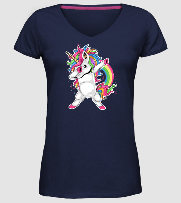 Unicorn Dab model albastru închis pe tricou