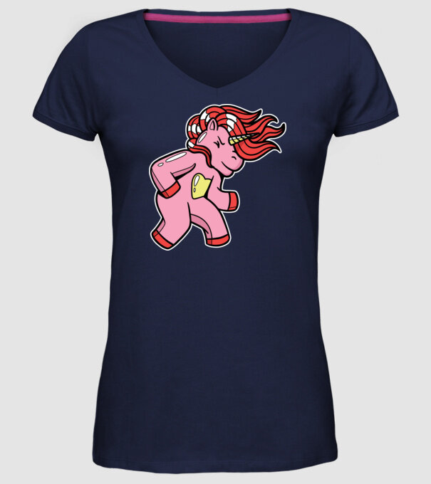 Unicorn model albastru închis pe tricou
