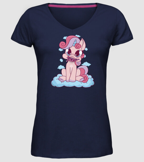 Unicorn cu bomboane model albastru închis pe tricou