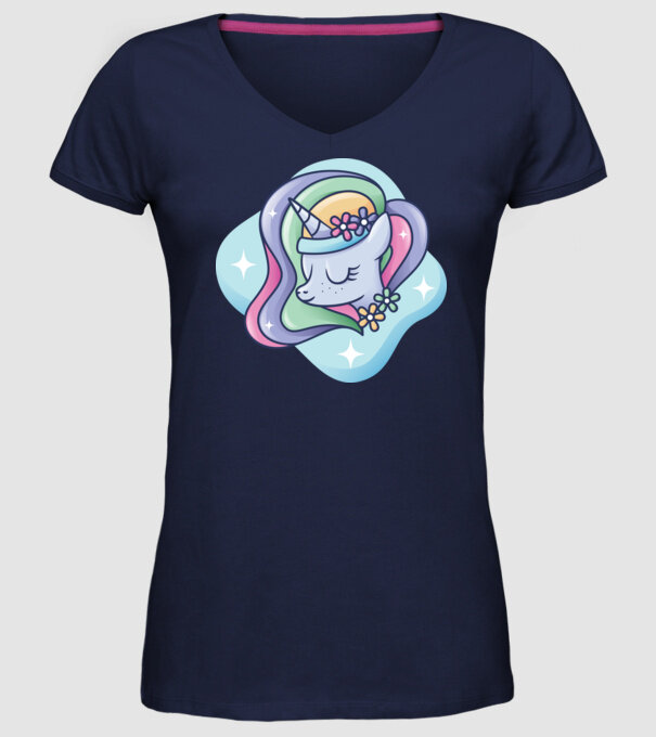 Cap de unicorn model albastru închis pe tricou